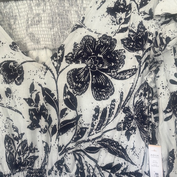 NWT Aqua Blue Linen Blend Smocked Daytime Midi Dress.  Gorgeous Sizes L, XL - Picture 3 of 7